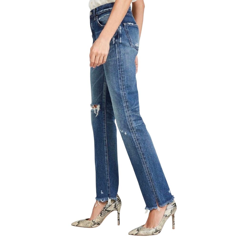 Moussy Vintage Womens Guilford Straight Leg Distressed Jeans size 28 Medium Blue - Picture 2 of 14